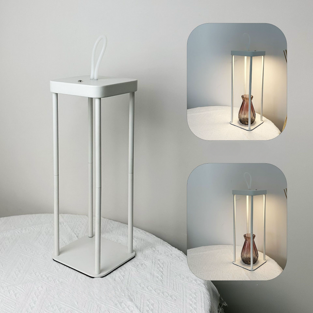 Modern White Metal Desk Lamp with LED Light for Study, Bedroom & Workspace