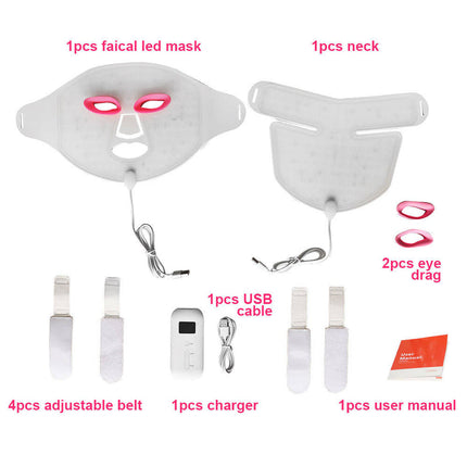 LED Facial and Neck Light Therapy Mask – 7-Colour Silicone Skin Rejuvenation Device