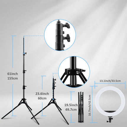 35cm LED Ring Light Kit with Adjustable Tripod, Remote Control, 3000–6000K Bi-Color Studio Lighting