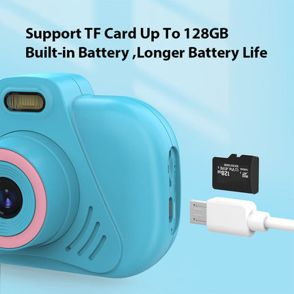 Mini Digital 2.7K Video Camera with 128GB Memory Card Slot – Blue