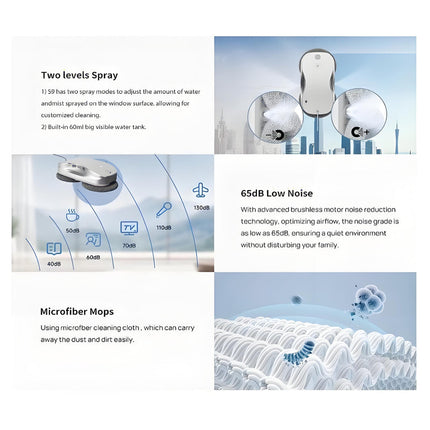 Cordless Smart Window Cleaning Robot with Stain Detection, TUYA App Control & Ultrasonic Spray