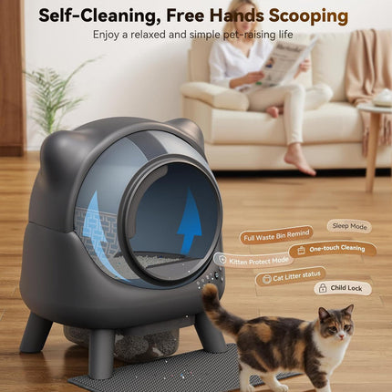 Automatic Self-Cleaning Cat Litter Box with Open Design and Odour Control