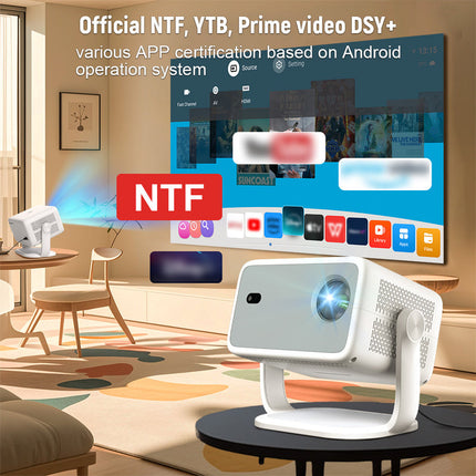 Full HD Smart Projector 1080P with Auto Focus, Bluetooth Remote, 650 ANSI Lumens, White