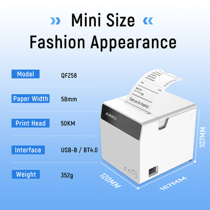 Portable Thermal Label Printer 53mm USB & Bluetooth with 203 DPI High-Speed Printing