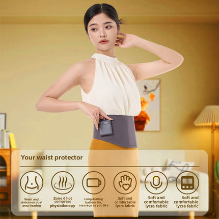 Rechargeable Waist & Abdomen Massage Belt with Heat, Vibration Modes and Adjustable Fit