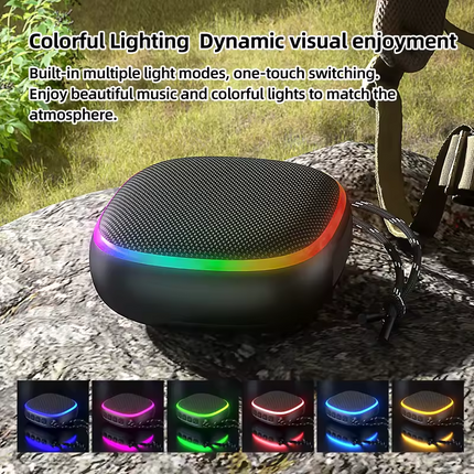 Mini Wireless Bluetooth Speaker with RGB Lighting, IPX5 Waterproof and TWS Stereo Pairing