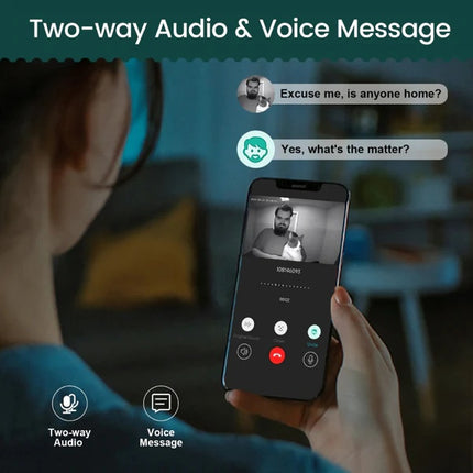 Wireless IP65 Waterproof Video Doorbell with PIR Motion Detection, Two-Way Audio & Night Vision