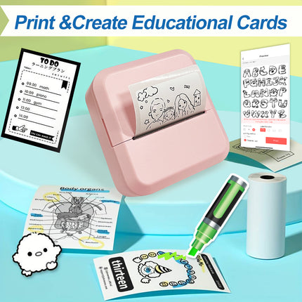 Portable Thermal Label Printer with Bluetooth, 203 DPI, 1200mAh Rechargeable Battery