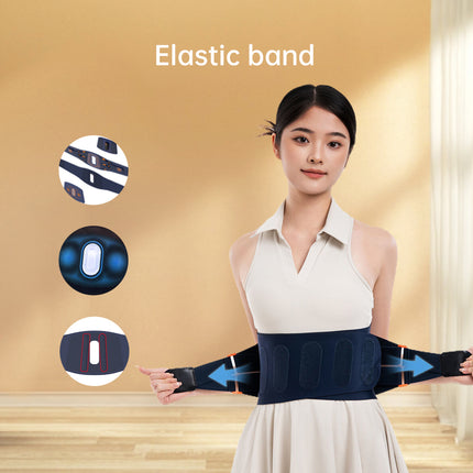 Rechargeable Waist Support Massage Belt with Red Light and Dual-Zone Vibration