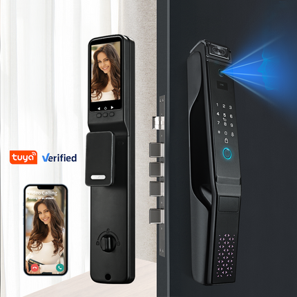 Cordless Smart Door Lock with 3D Face, Palm Vein, Fingerprint & PIN Access