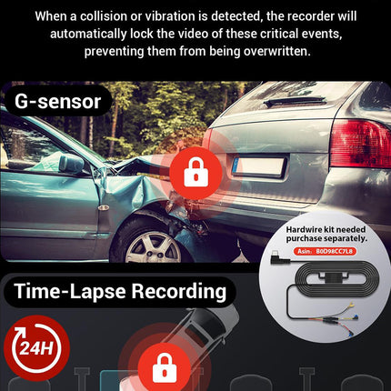 Triple Channel 4K Dash Camera with 2K Cabin & Rear Cameras, WiFi, G-Sensor and IPS Display