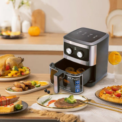 10 Liter Multi-Function Air Fryer Oven for Kitchen Counter with Steel Finish & Viewing Door