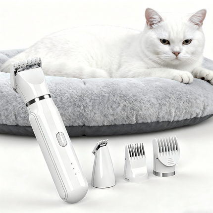 Portable USB Rechargeable 4-in-1 Dog & Cat Grooming Clippers with Nail Grinder and Precision Trimmer