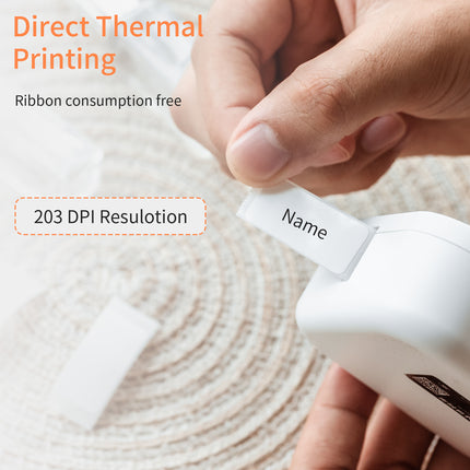 Portable Thermal Label Printer with 203 DPI Resolution for 12-15mm Self-Adhesive Labels