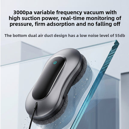 Smart Robotic Window Cleaner with Dual Water Jets, 3000Pa Suction & Remote Control