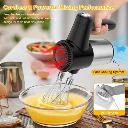 Portable Cordless Hand Mixer 7-Speed Rechargeable Design with Storage Base