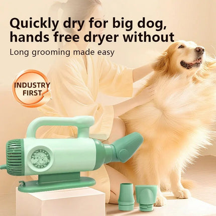 Portable Hands-Free Pet Hair Dryer with Intelligent Temperature Control and 4 Air Speed Levels