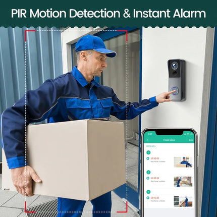 Wireless IP65 Waterproof Video Doorbell with PIR Motion Detection, Two-Way Audio & Night Vision
