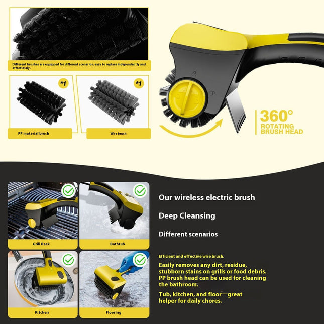 Rechargeable Cordless Power Scrubber with Interchangeable Cleaning Attachments