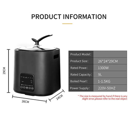 9L Electric Bubble Tea Pearl Boiler Machine (1300W) – Automatic Non-Stick Boba & Sago Cooker