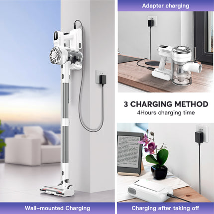 V08 Pro 3-in-1 Cordless Stick Vacuum Cleaner with 20kPa Suction and Rechargeable Battery