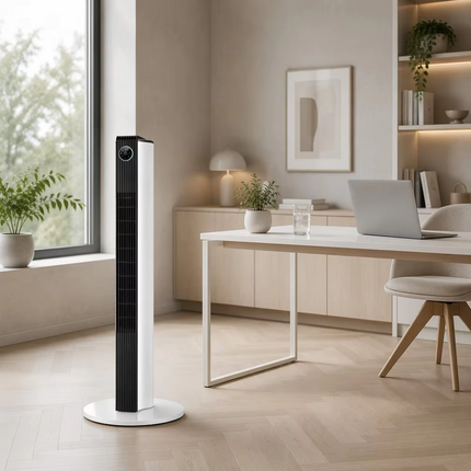 34-Inch Tower Air Cooler Fan with Remote, 60W Power & 60° Oscillation