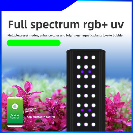LED Aquarium Plant Light with RGB+UV Spectrum and App Control for Fish Tanks