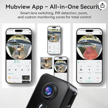 Rechargeable Wireless Video Doorbell with IP65 Weatherproof Design, 2-Way Audio & Instant App Alerts