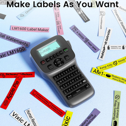 Portable Thermal Transfer Label Printer with QWERTY Keyboard, Type-C Rechargeable, D1 Tape Compatible