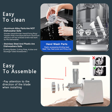 Electric Kitchen Food Grinder for Meat & Sausages – High-Efficiency Home Mincer with 2L+ Bowl