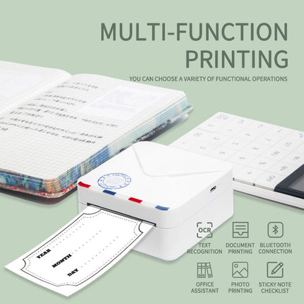 Portable Thermal Label Printer with 300 DPI Resolution, Bluetooth Connectivity and Rechargeable Battery
