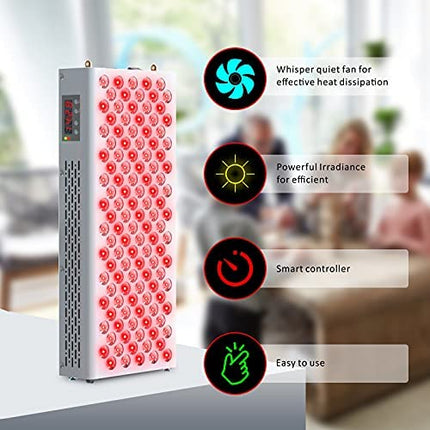 600W LED Red Light Relaxation Panel for Home Use with Hanging Kit and Door Hook White