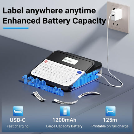 Portable Thermal Transfer Label Printer with 1200mAh Battery & 203 DPI High Resolution