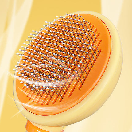 Portable Self-Cleaning Dog & Cat Shedding Brush with Comfort Grip Handle