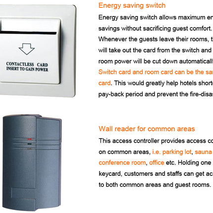 Smart Hotel RFID Key Card Power Switch for Room Energy Management