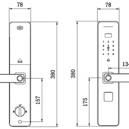 Keyless WiFi Fingerprint Door Lock with RFID Card, Password & Mechanical Key, Fits 38-100mm Doors