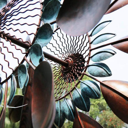 Large Sunflower Kinetic Wind Sculpture Garden Spinner Outdoor Decor 213cm