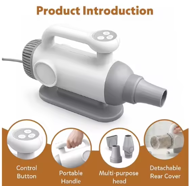 Compact Portable Pet Hair Dryer with Brushless Motor, Lightweight ABS Body & Rechargeable Design