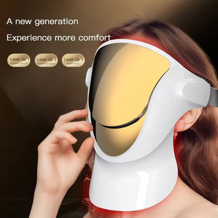 Rechargeable LED Facial and Neck Therapy Mask with 4 Light Modes for Skin Care