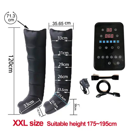 Air Compression Leg and Abdomen Massager Adjustable Pressure Timer Control Black