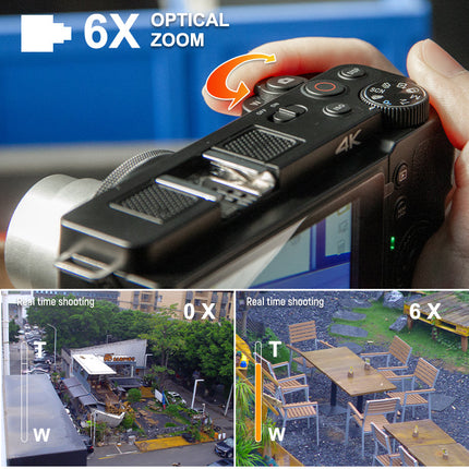 Ultra HD 4K Compact Digital Camera with 6x Zoom Lens & Smart Touch Screen Control – Black
