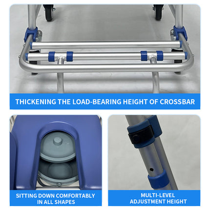 Portable Commode Chair with Wheels – Adjustable Steel Frame for Elderly & Disabled Care