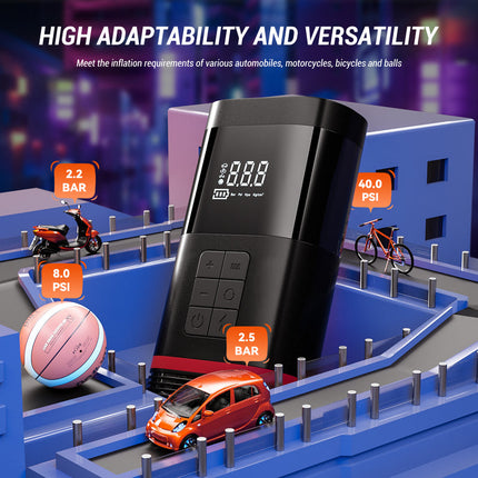 Compact Digital Air Pump 150PSI USB-C Rechargeable for Vehicles