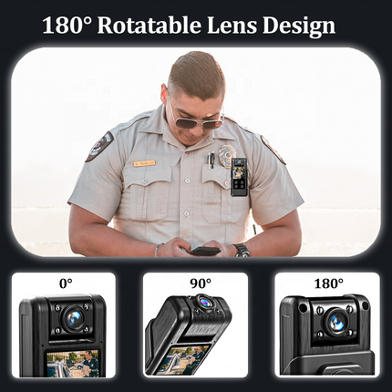 Ultra HD Pocket Body Camera with Swivel Lens, Long-Lasting Battery & Night Vision – Black