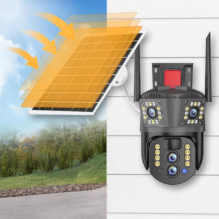6MP Triple Camera Solar 4G PTZ Surveillance System with Smart Zoom & Motion Alerts