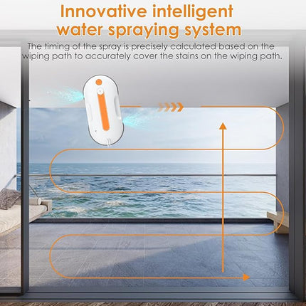 Smart Window Cleaning Robot with App & Remote Control, 3800Pa Suction, Dual Ultrasonic Spray – White