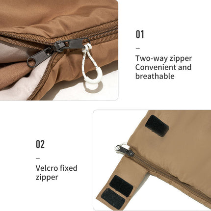 Cold-Weather Envelope Sleeping Bag with Washed Cotton Liner – 190 × 180 cm