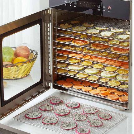 8-Layer Stainless Steel Food Dehydrator 1000W with 30–90°C Adjustable Temperature Dial