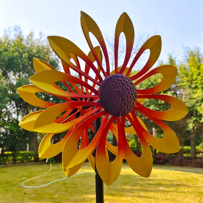 Outdoor Garden Metal Flower Spinner Decorative Yard Art