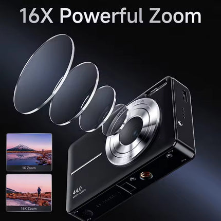 Compact Full HD Digital Camera with 44MP Photo Output and Extended Battery Performance
